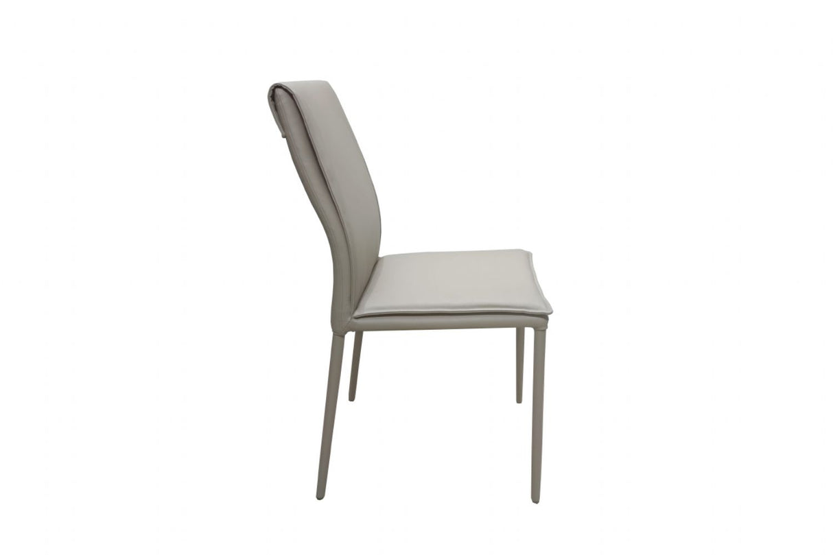 Mocha Plain Leather Dining Chair with Tapered Legs