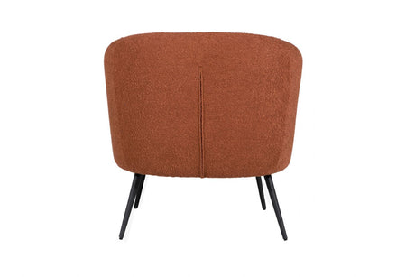 Rust Boucle Textured Fabric Curved Accent Chair Black Legs