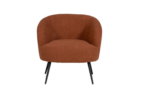 Rust Boucle Textured Fabric Curved Accent Chair Black Legs