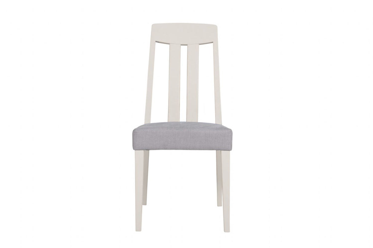 Grey and Taupe Slat Back Dining Chair with Padded Seat