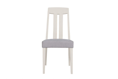 Grey and Taupe Slat Back Dining Chair with Padded Seat