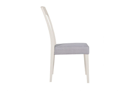 Grey and Taupe Slat Back Dining Chair with Padded Seat