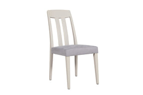 Grey and Taupe Slat Back Dining Chair with Padded Seat