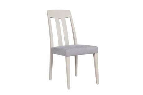Grey and Taupe Slat Back Dining Chair with Padded Seat