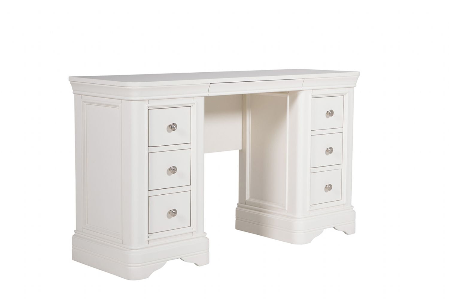 White Painted Finish Wooden 6 Drawer Dressing Table