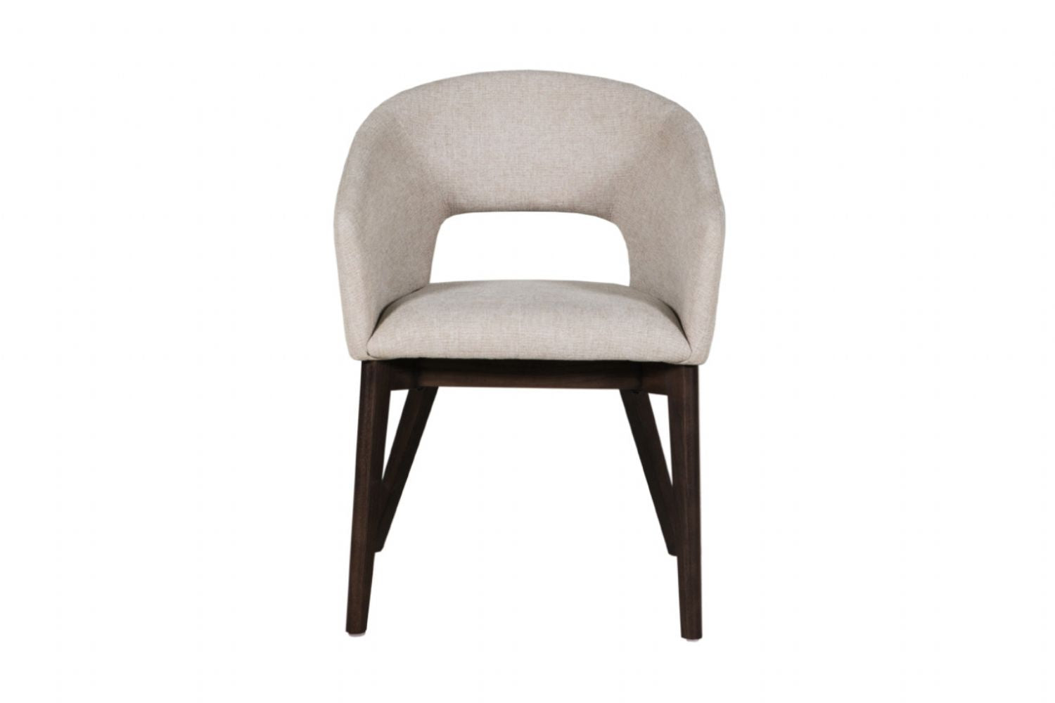 Natural Fabric Curved Dining Chair with Walnut Legs