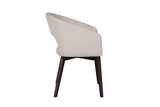 Natural Fabric Upholstered Curved Dining Chair with Walnut Legs