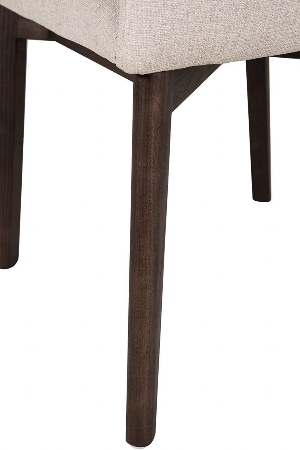 Natural Fabric Upholstered Curved Dining Chair with Walnut Legs