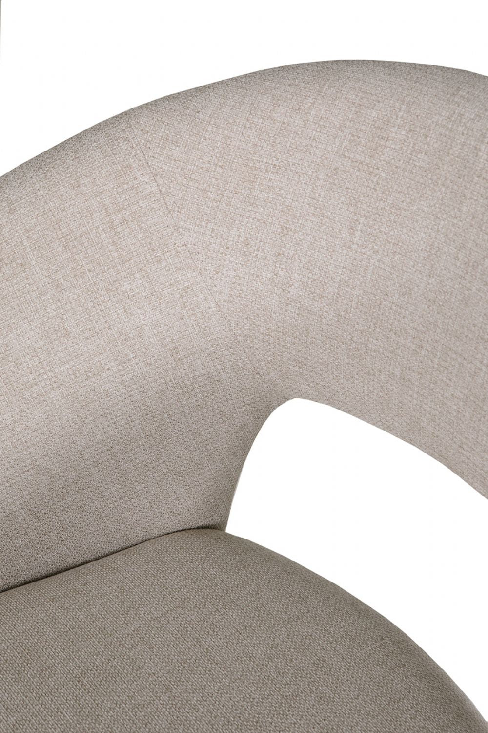 Natural Fabric Upholstered Curved Dining Chair with Walnut Legs