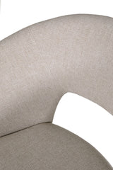 Natural Fabric Upholstered Curved Dining Chair with Walnut Legs