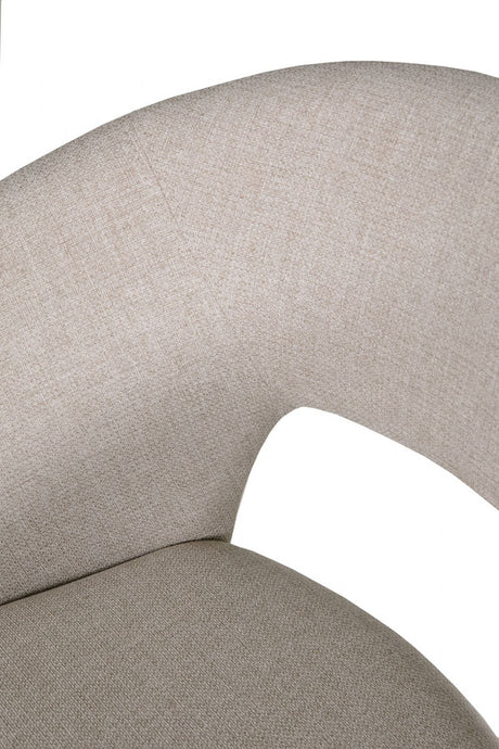 Natural Fabric Curved Dining Chair with Walnut Legs