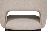 Natural Fabric Upholstered Curved Dining Chair with Walnut Legs