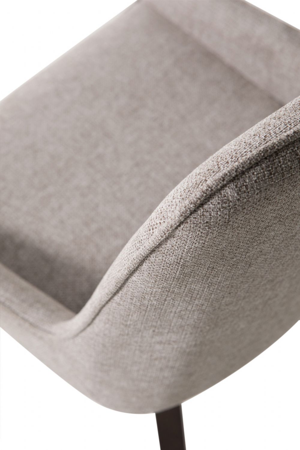 Beige Fabric Upholstered Dining Chair with Walnut Legs