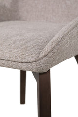 Modern Beige Fabric Upholstered Dining Chair with Walnut Legs