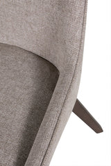 Modern Beige Fabric Upholstered Dining Chair with Walnut Legs
