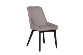 Modern Beige Fabric Upholstered Dining Chair with Walnut Legs