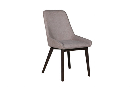 Modern Beige Fabric Upholstered Dining Chair with Walnut Legs
