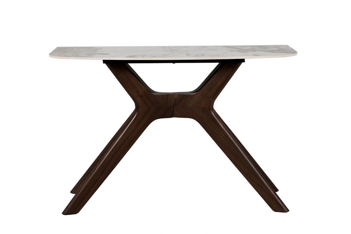 Brown Wooden Console Table Sintered Stone Top