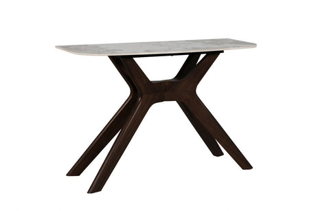 Brown Wooden Console Table Sintered Stone Top