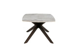 White Sintered Stone Top Coffee Table with Brown Walnut Birch Legs