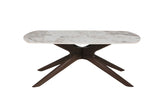 White Sintered Stone Top Coffee Table with Brown Walnut Birch Legs