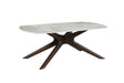 White Sintered Stone Top Coffee Table with Brown Walnut Birch Legs