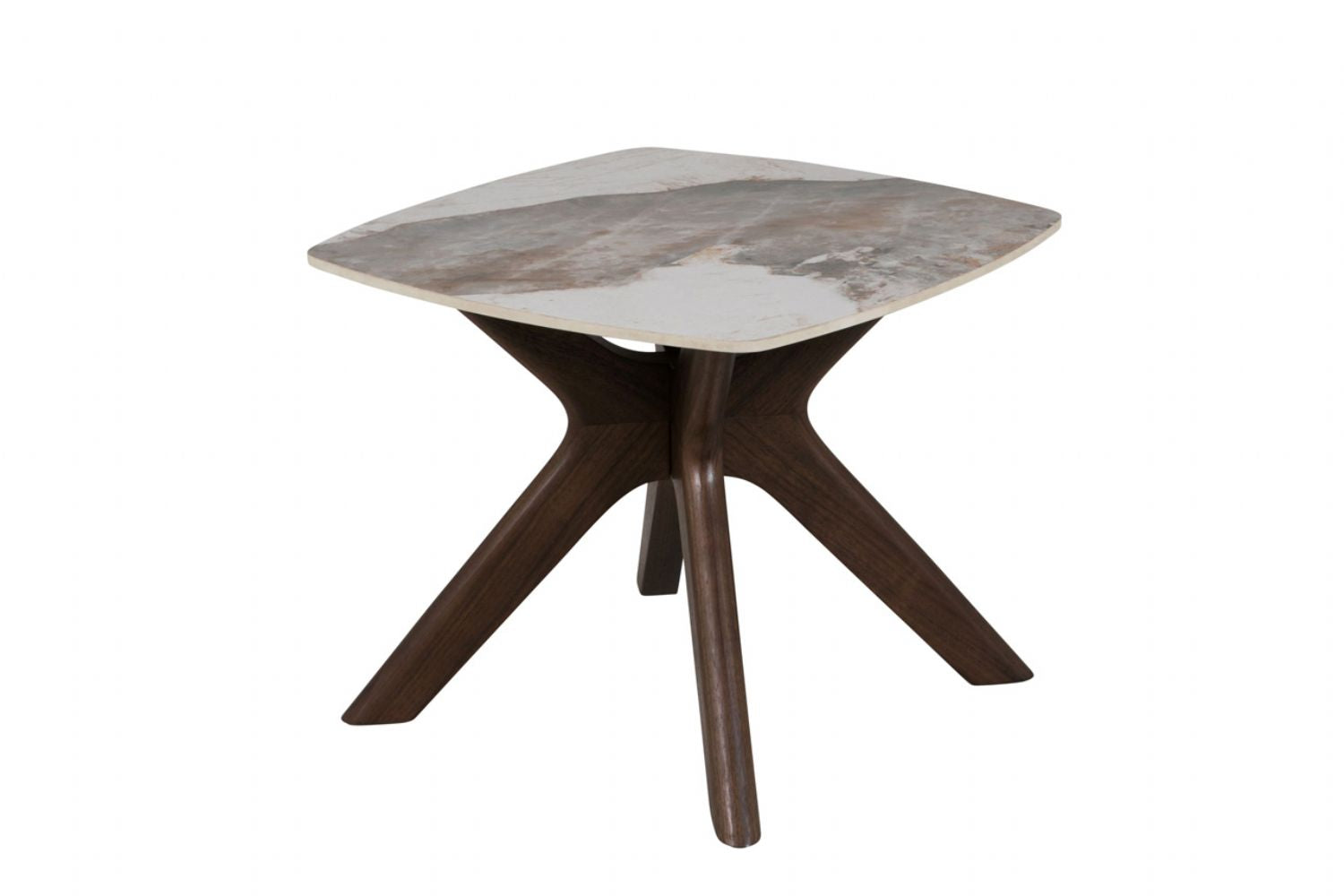Walnut Square Lamp Table Ceramic Effect Top