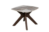 Walnut Square Lamp Table Ceramic Effect Top