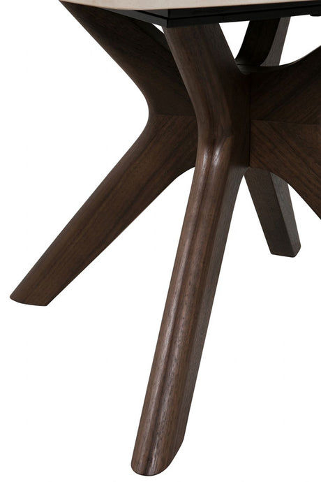 Walnut Square Lamp Table Ceramic Effect Top