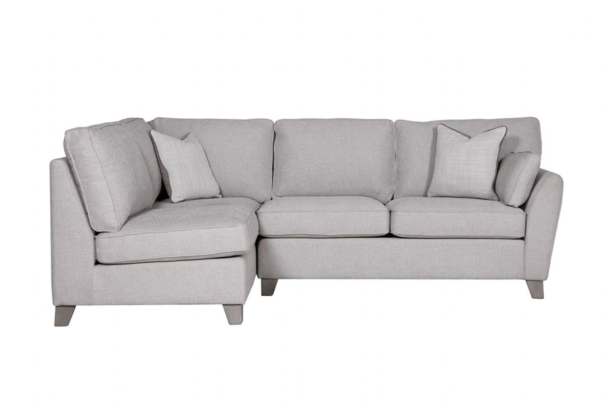 Light Grey Linen Fabric Upholstered Left Hand Facing Corner Sofa