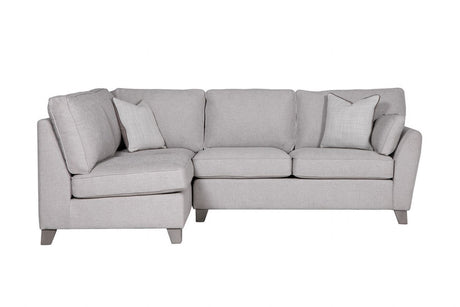 Light Grey Linen Fabric Upholstered Left Hand Facing Corner Sofa