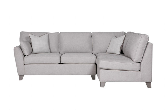 Light Grey Linen Fabric Upholstered Right Hand Facing Corner Sofa
