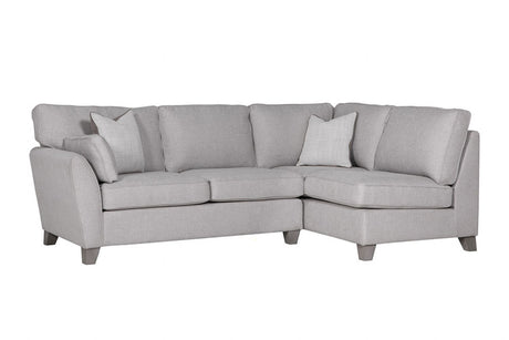 Light Grey Fabric Upholstered Right Hand Facing Corner Sofa