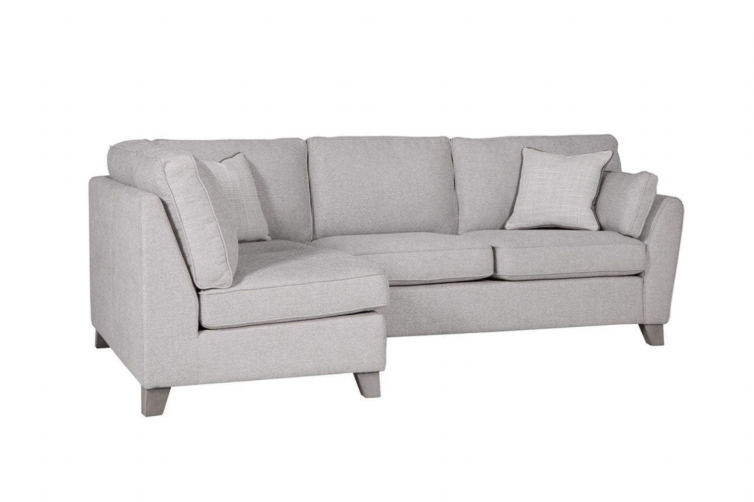 Light Grey Linen Fabric Upholstered Left Hand Facing Corner Sofa