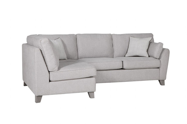 Light Grey Linen Fabric Upholstered Left Hand Facing Corner Sofa