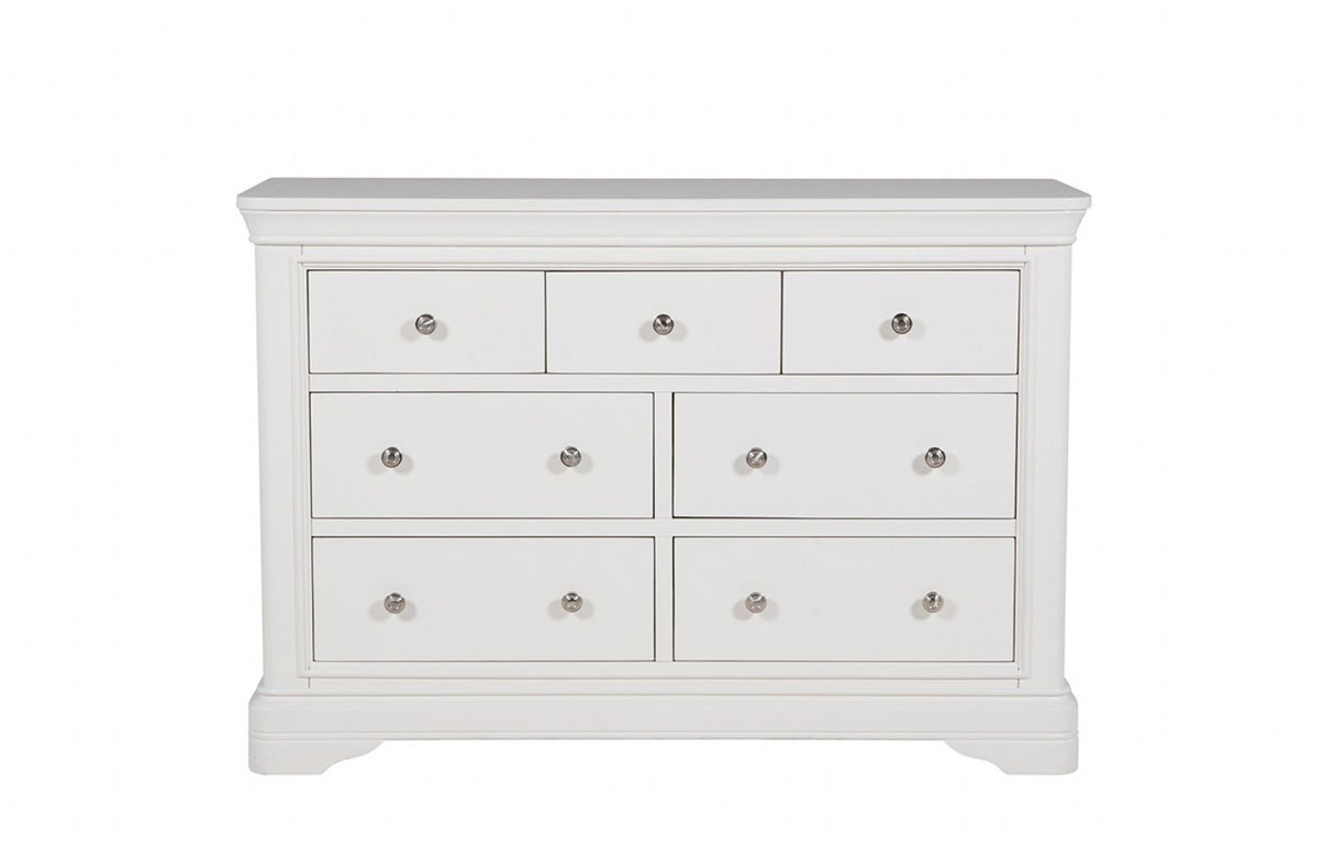 Bone White Wooden Dressing Chest of 7 Drawers
