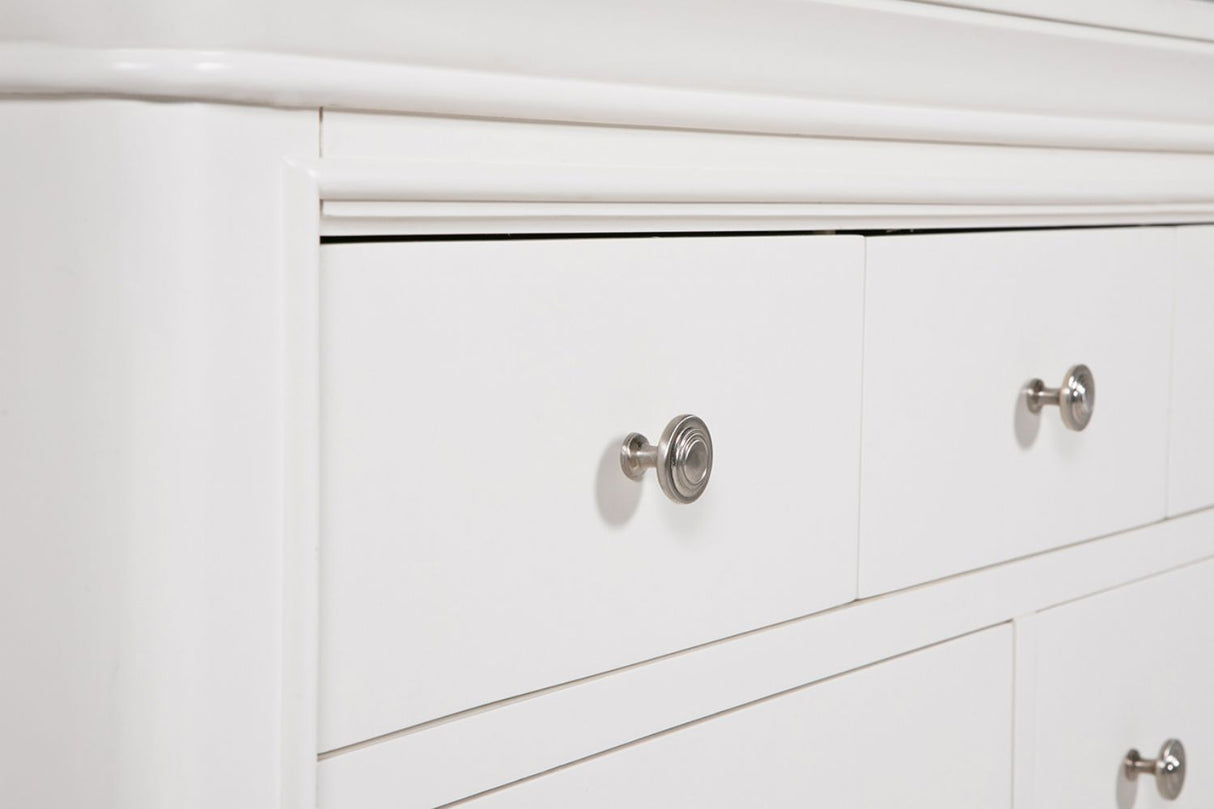 Bone White Wooden Dressing Chest of 7 Drawers