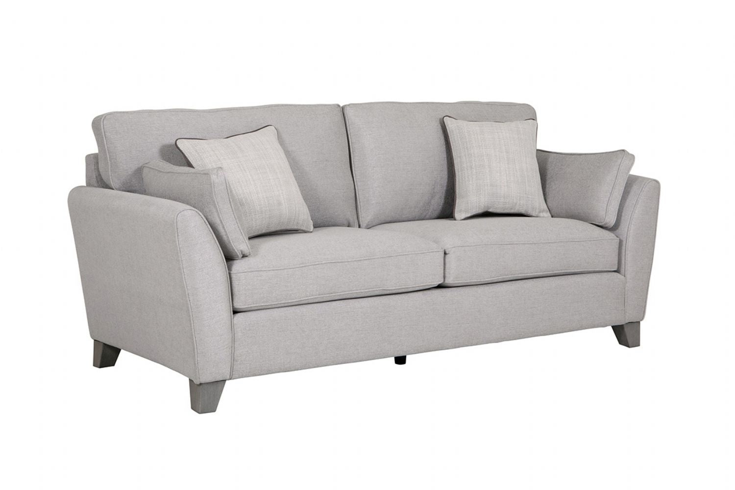 Light Grey Fabric Upholstered 3 Seater Sofa and Limed Oak Legs