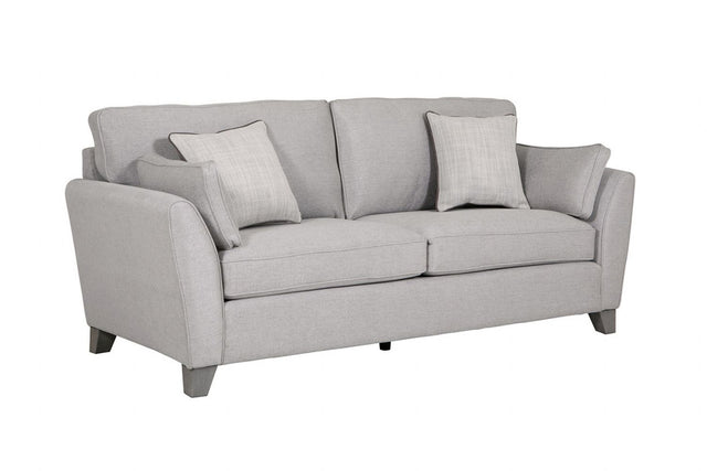 Light Grey Fabric Upholstered 3 Seater Sofa and Limed Oak Legs