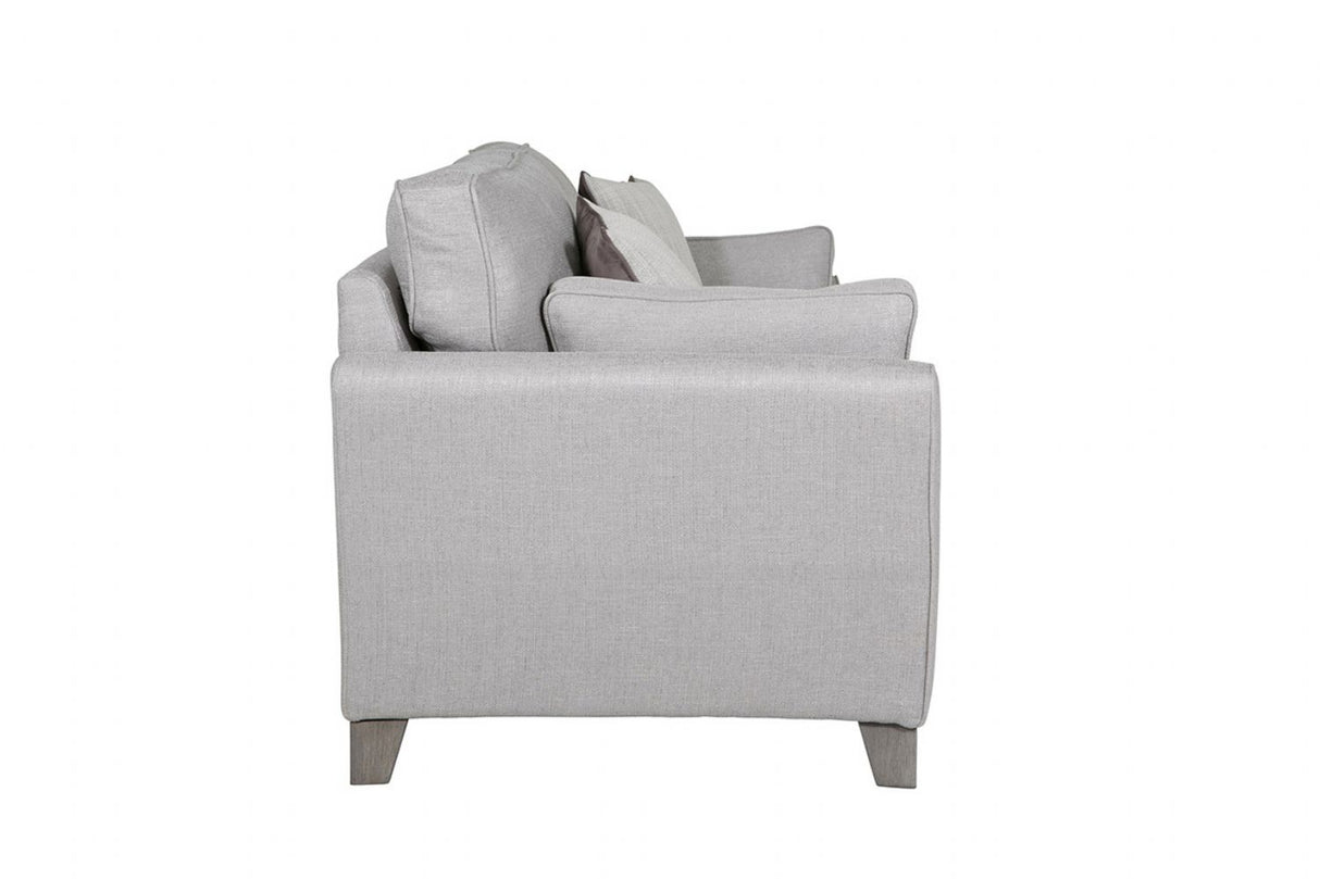 Light Grey Fabric Upholstered 3 Seater Sofa and Limed Oak Legs