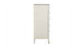 Art Deco White Ribbed Tall 5 Drawer Chest with Brushed Gold Accents