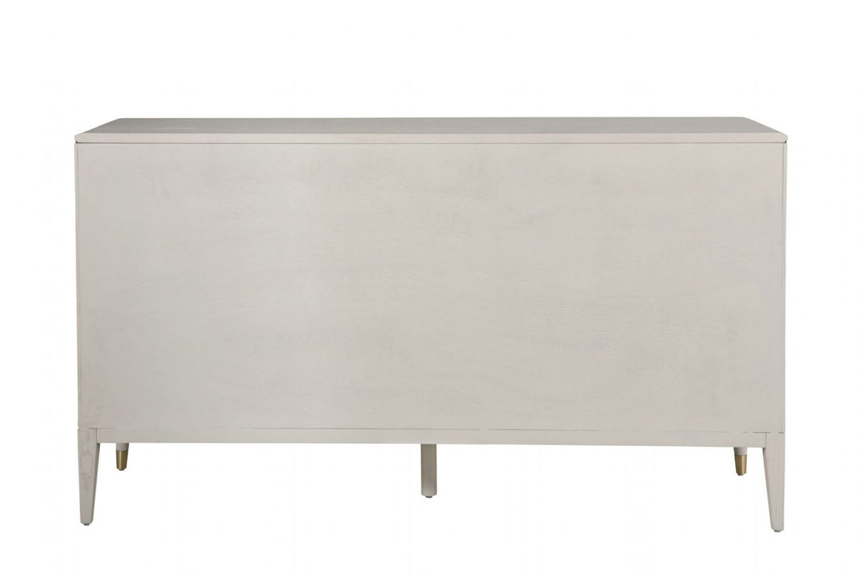 Stone Finish Ribbed Wooden Wide Chest of 7 Drawers