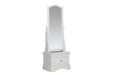 Bone White Painted Wooden Large Cheval Mirror with Drawer