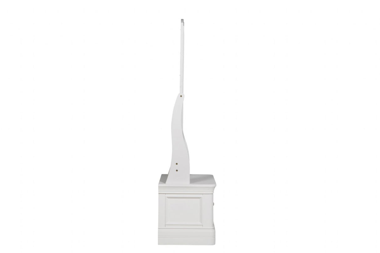 Bone White Painted Wooden Large Cheval Mirror with Drawer