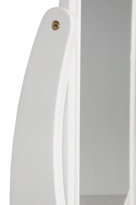 Bone White Painted Wooden Large Cheval Mirror with Drawer