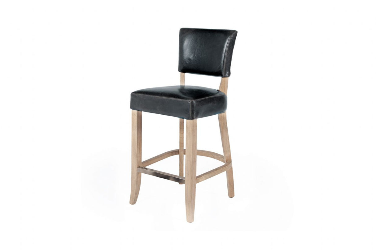 Blue Padded Leather Kitchen Breakfast Bar Chair