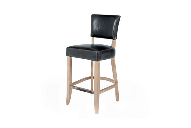 Blue Padded Leather Kitchen Breakfast Bar Chair
