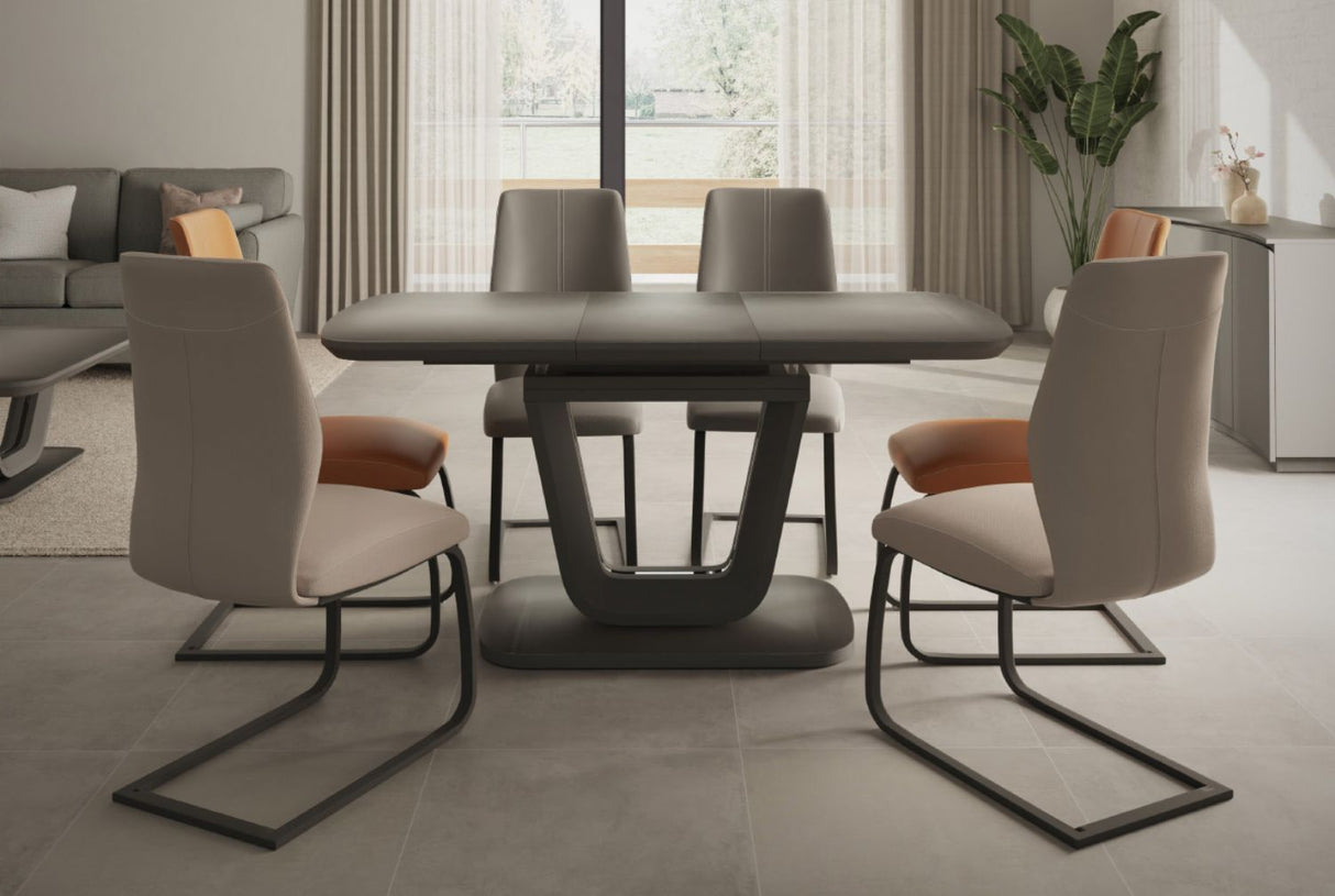 Matt Graphite Grey Finish 120 to 160cm Extending Dining Table