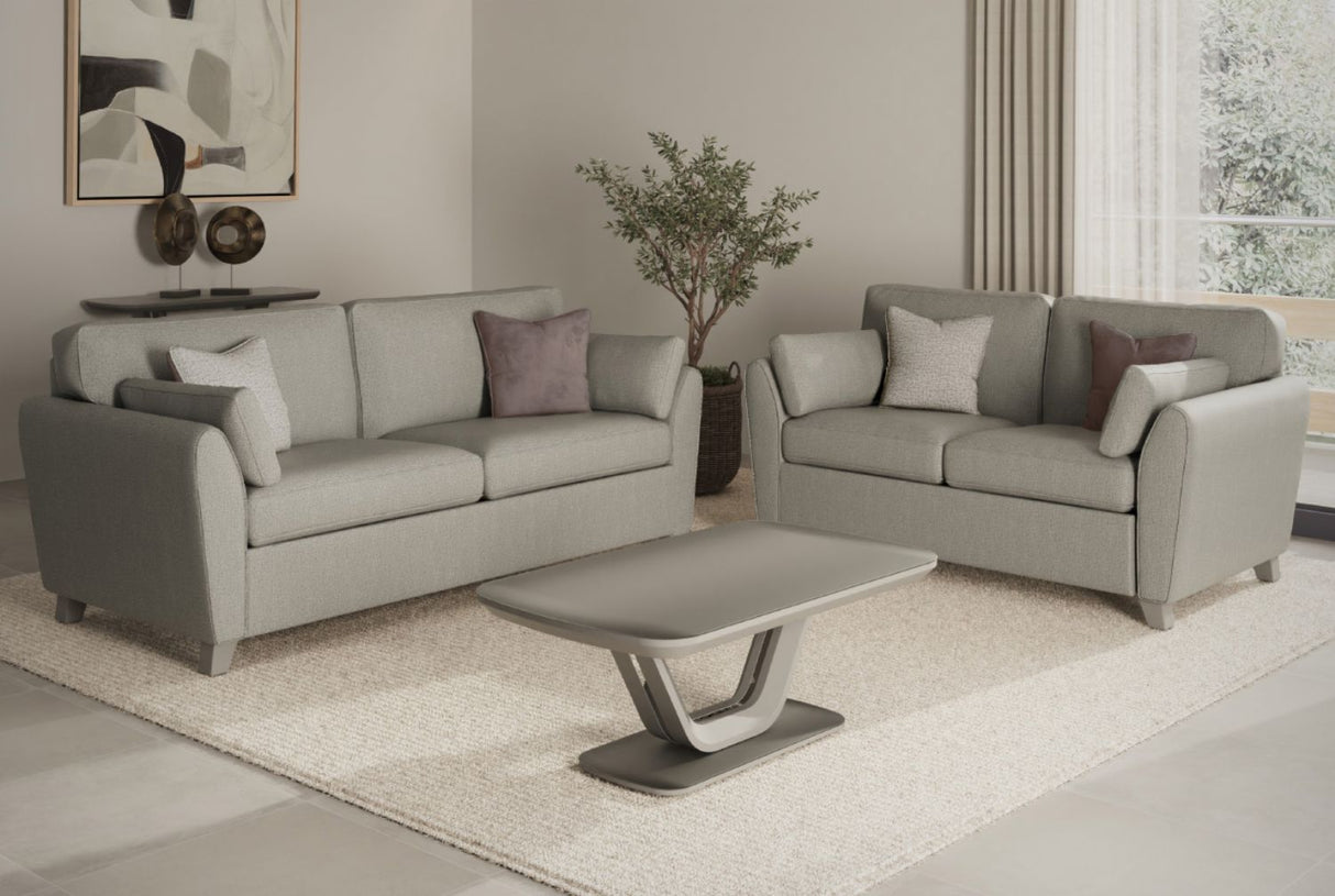 Matt Graphite Grey Finish 110cm Coffee Table Glass Top