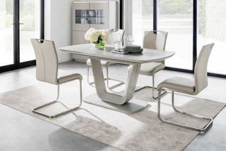 Grey Glass Top Extending Dining Table 120 to 160cm